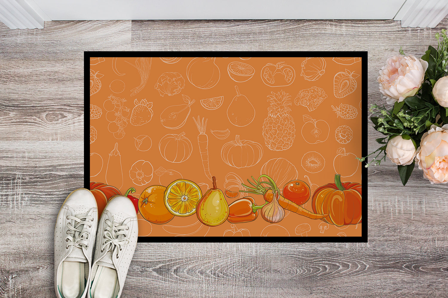 Fruits and Vegetables in Orange Indoor or Outdoor Mat 18x27 BB5131MAT - the-store.com