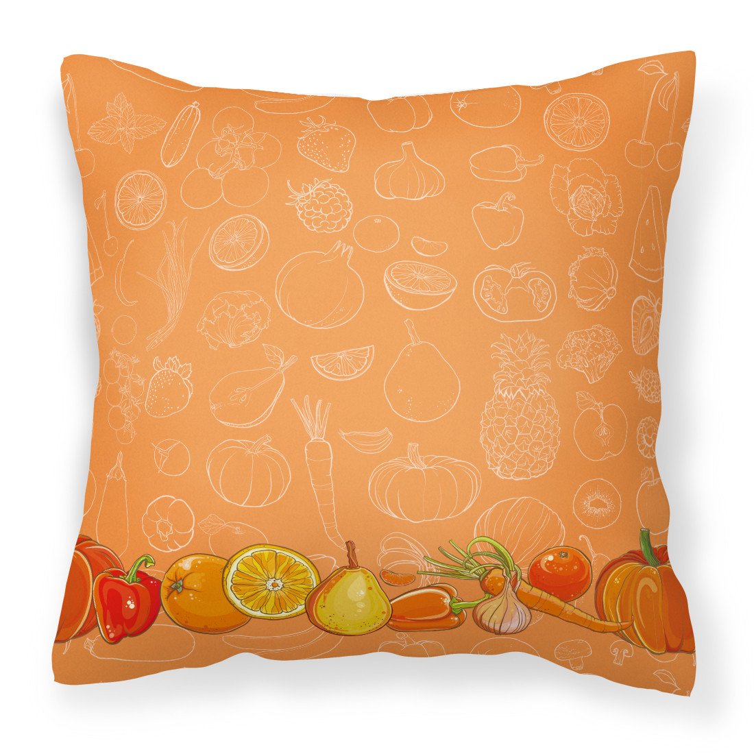 Fruits and Vegetables in Orange Fabric Decorative Pillow BB5131PW1818 by Caroline&#39;s Treasures