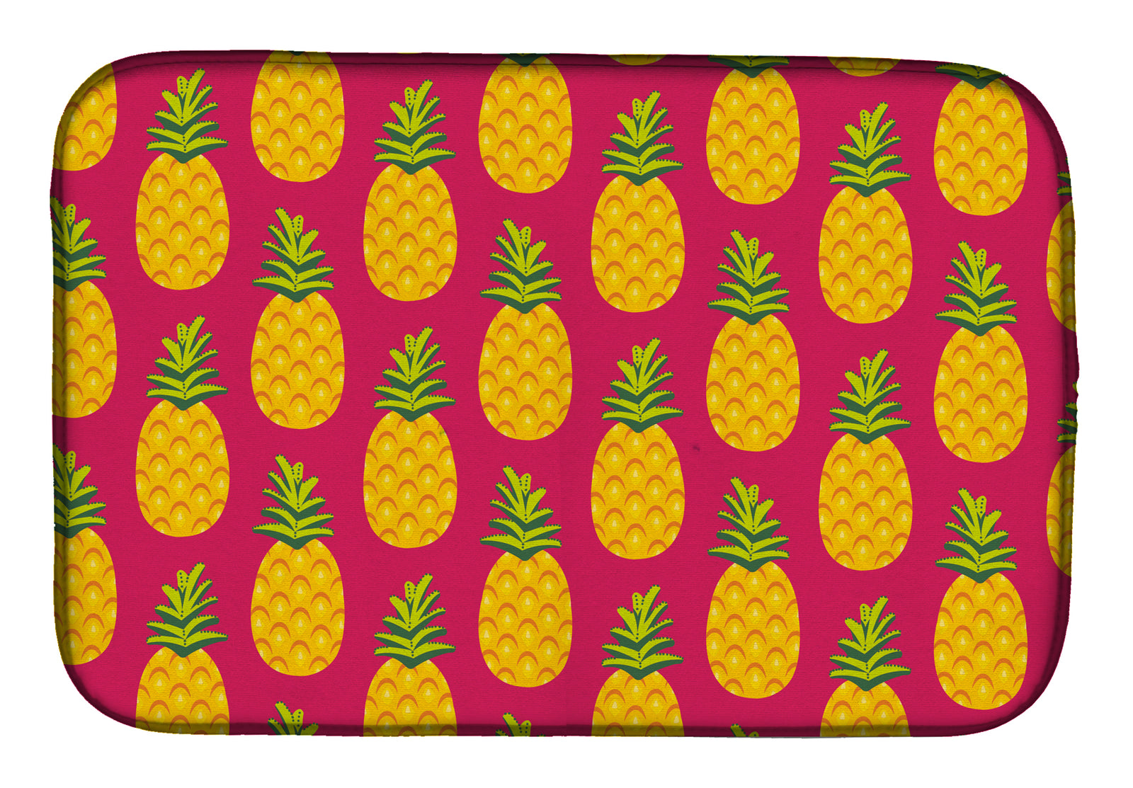 Pineapples on Pink Dish Drying Mat BB5136DDM  the-store.com.