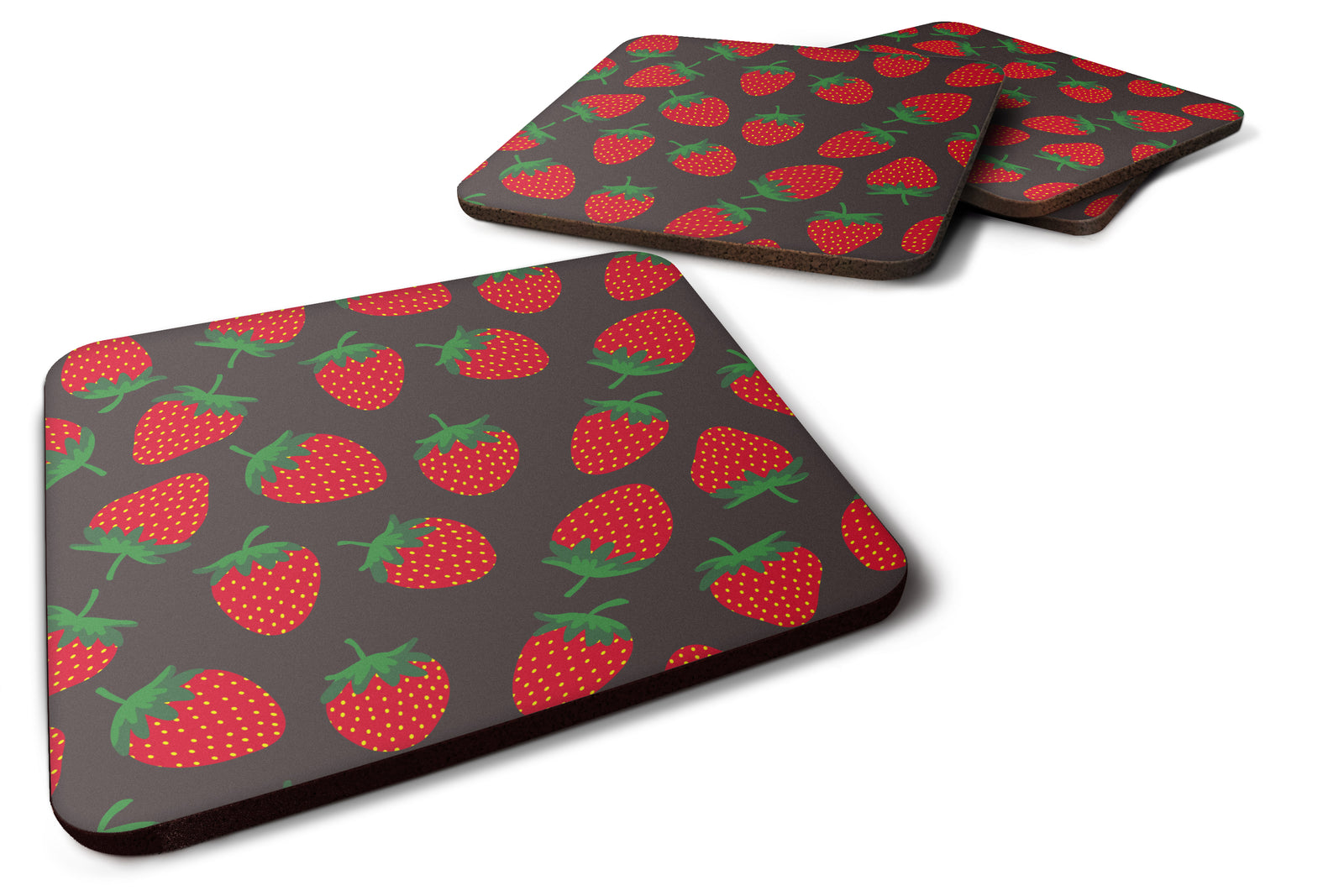 Strawberries on Gray Foam Coaster Set of 4 BB5137FC - the-store.com