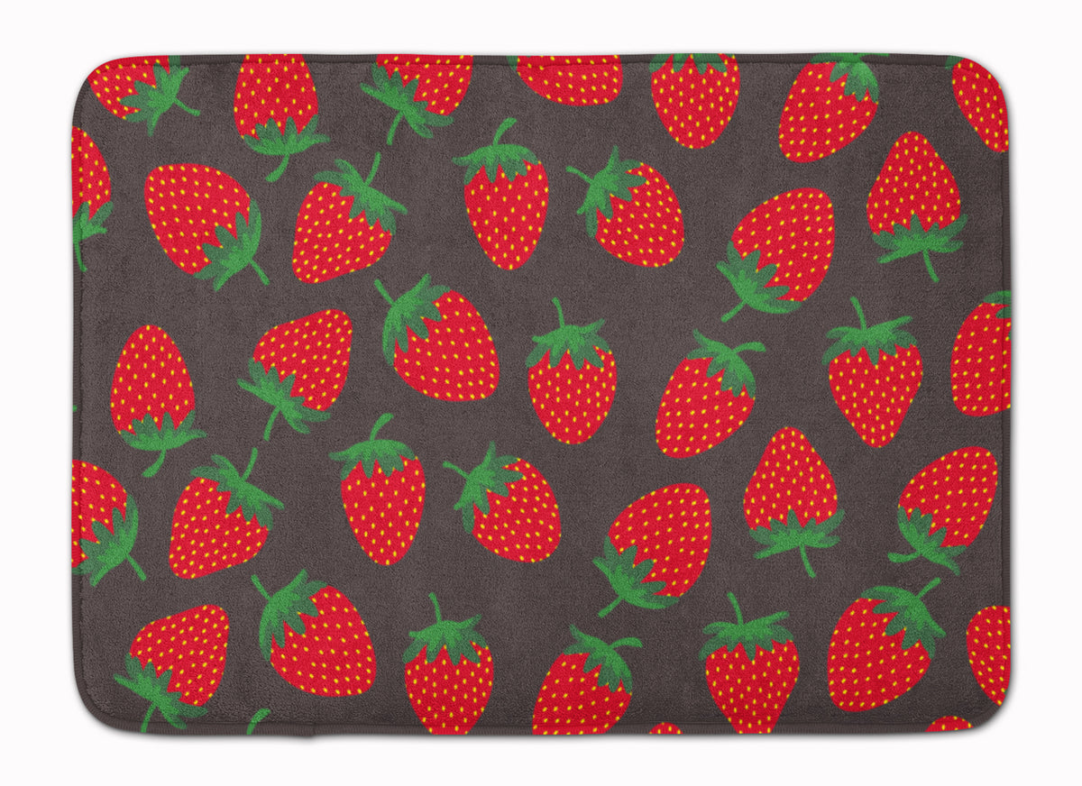 Strawberries on Gray Machine Washable Memory Foam Mat BB5137RUG - the-store.com