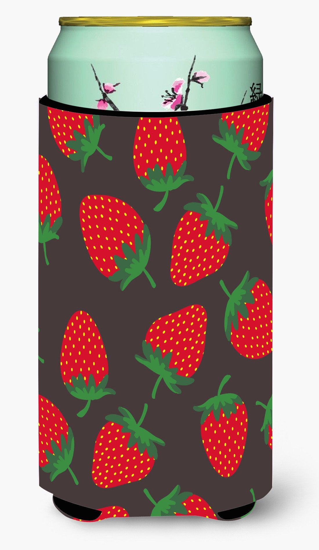 Strawberries on Gray Tall Boy Beverage Insulator Hugger BB5137TBC by Caroline's Treasures