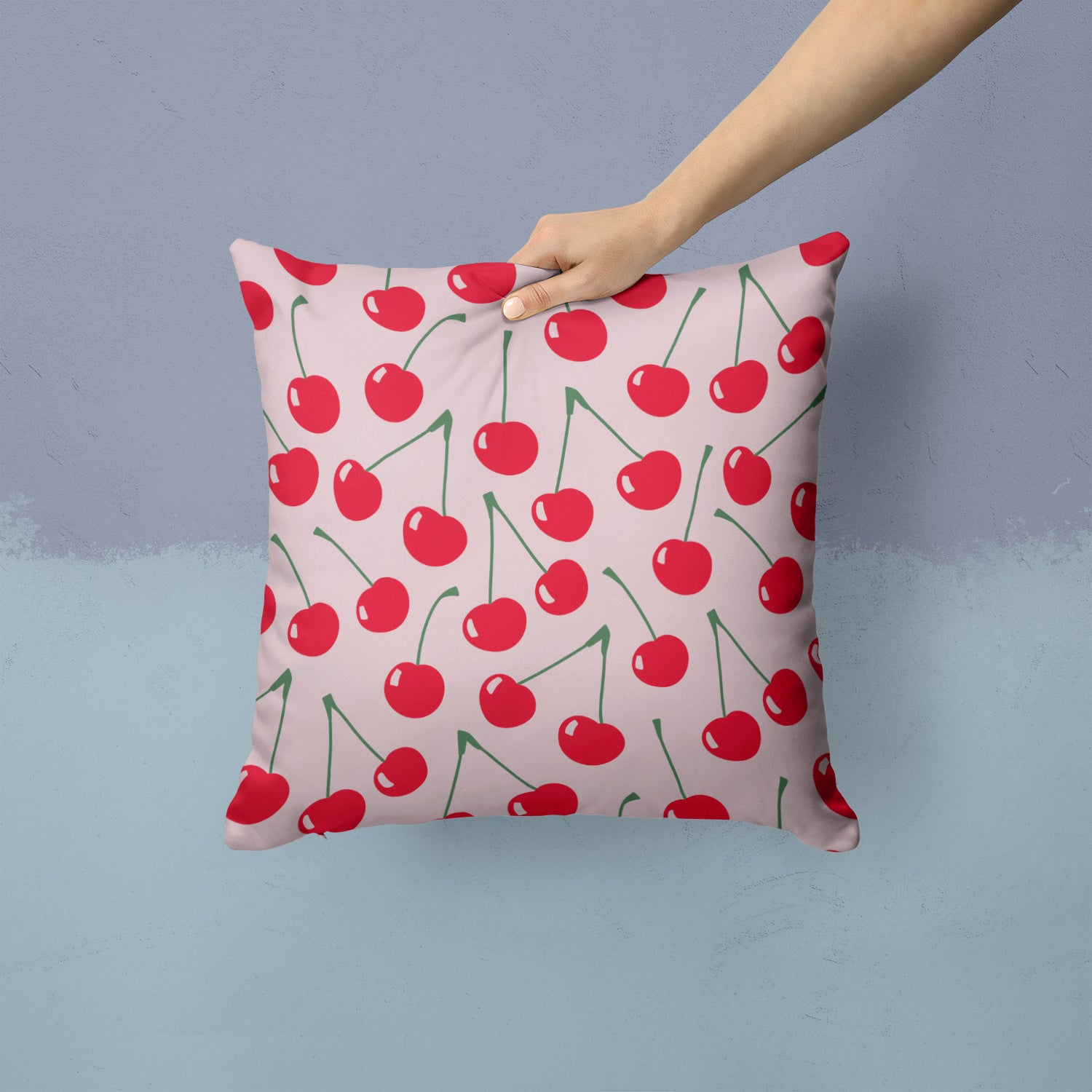 Cherries on Pink Fabric Decorative Pillow BB5139PW1414 - the-store.com