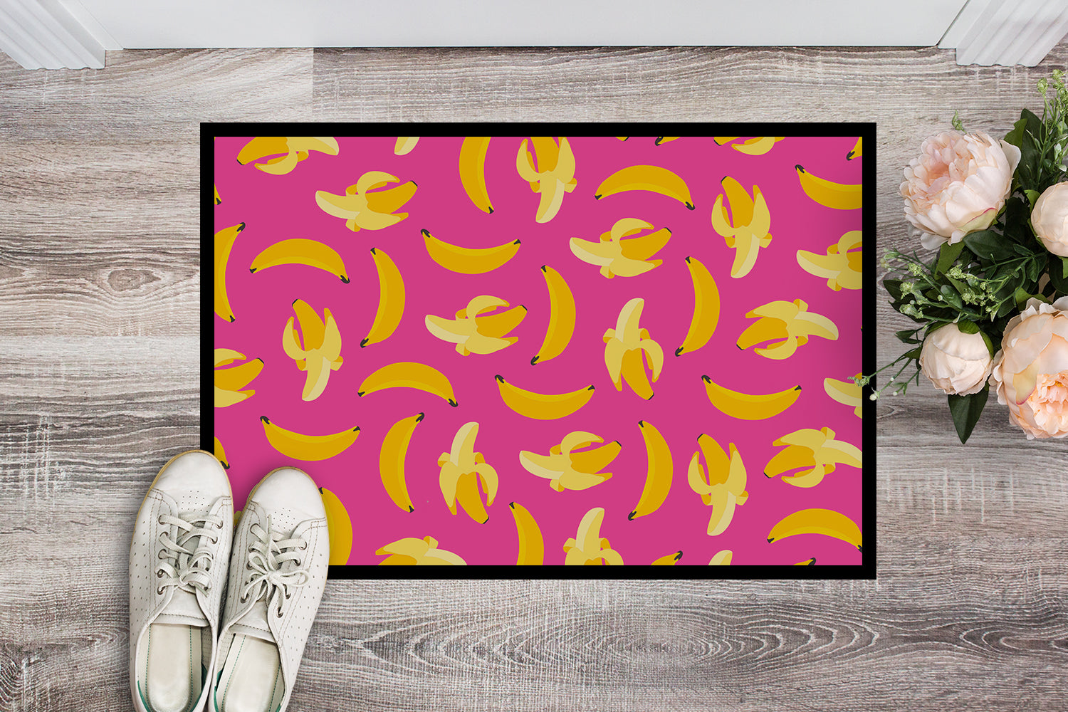 Bananas on Pink Indoor or Outdoor Mat 18x27 BB5140MAT - the-store.com