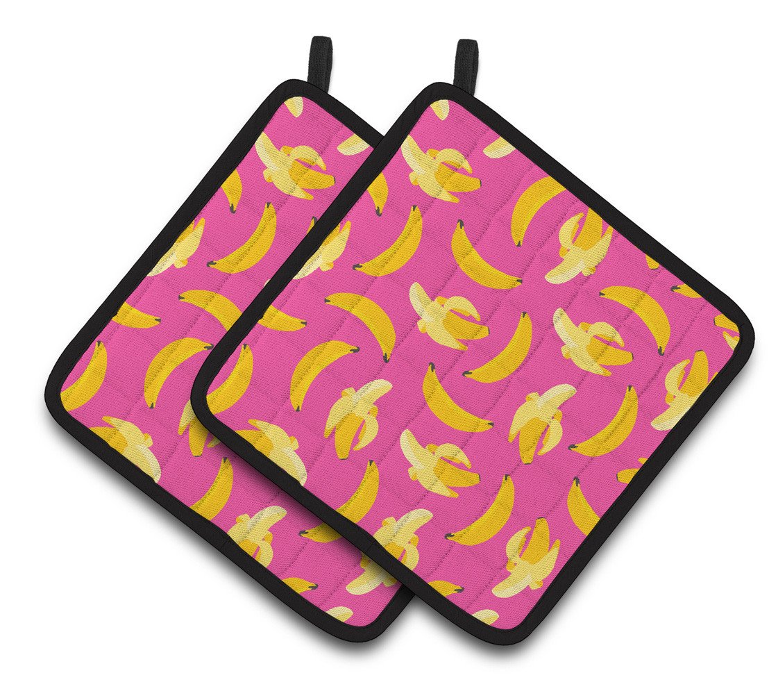 Bananas on Pink Pair of Pot Holders BB5140PTHD by Caroline&#39;s Treasures