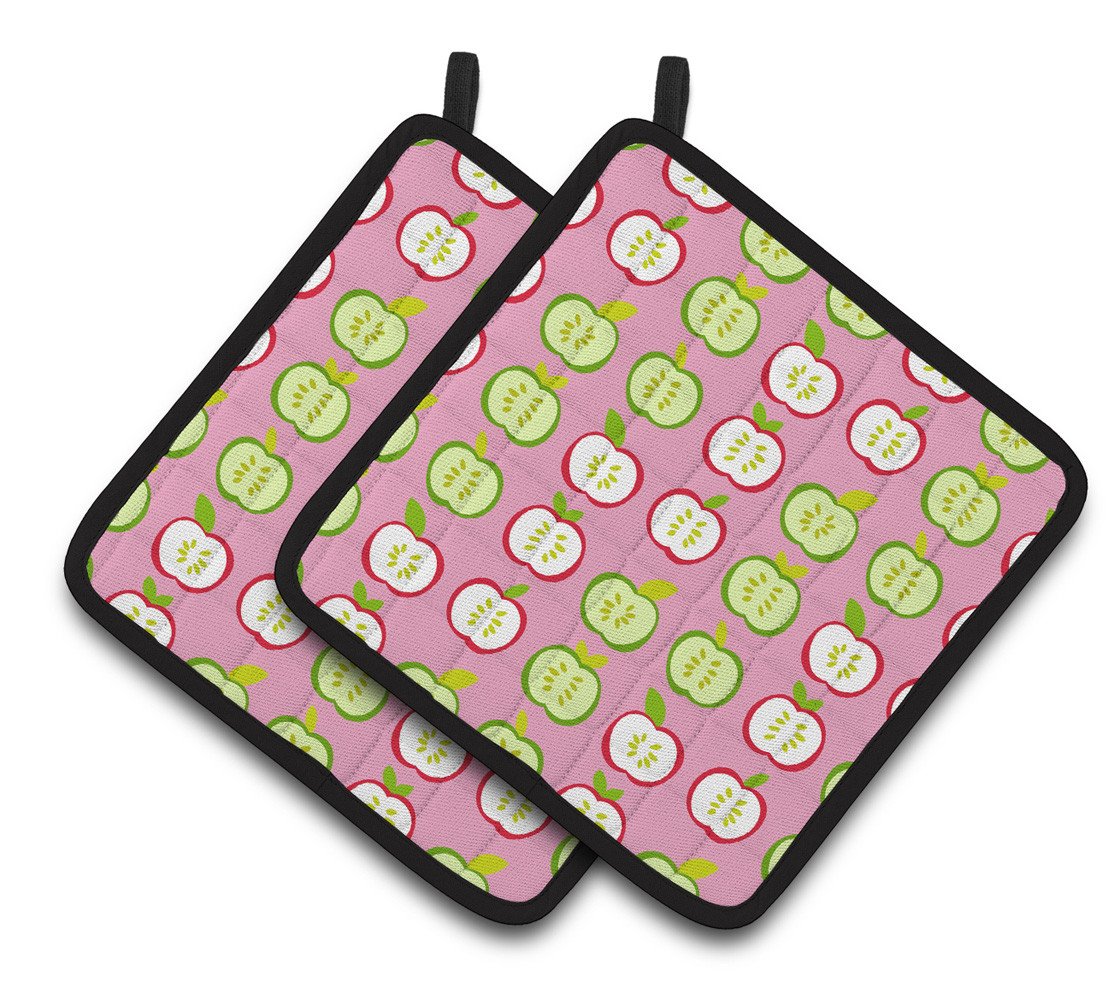 Apples on Pink Pair of Pot Holders BB5141PTHD by Caroline&#39;s Treasures