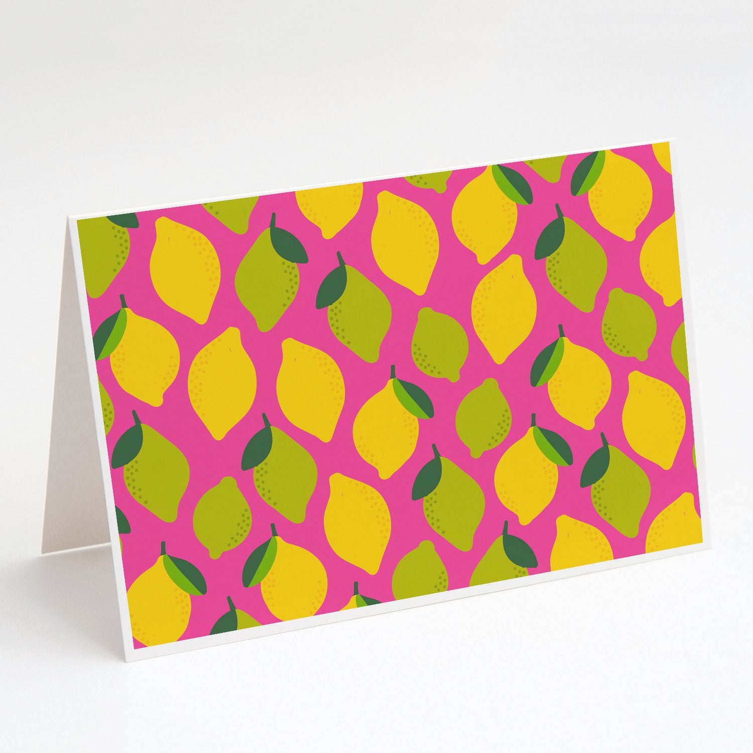 Buy this Lemons and Limes on Pink Greeting Cards and Envelopes Pack of 8