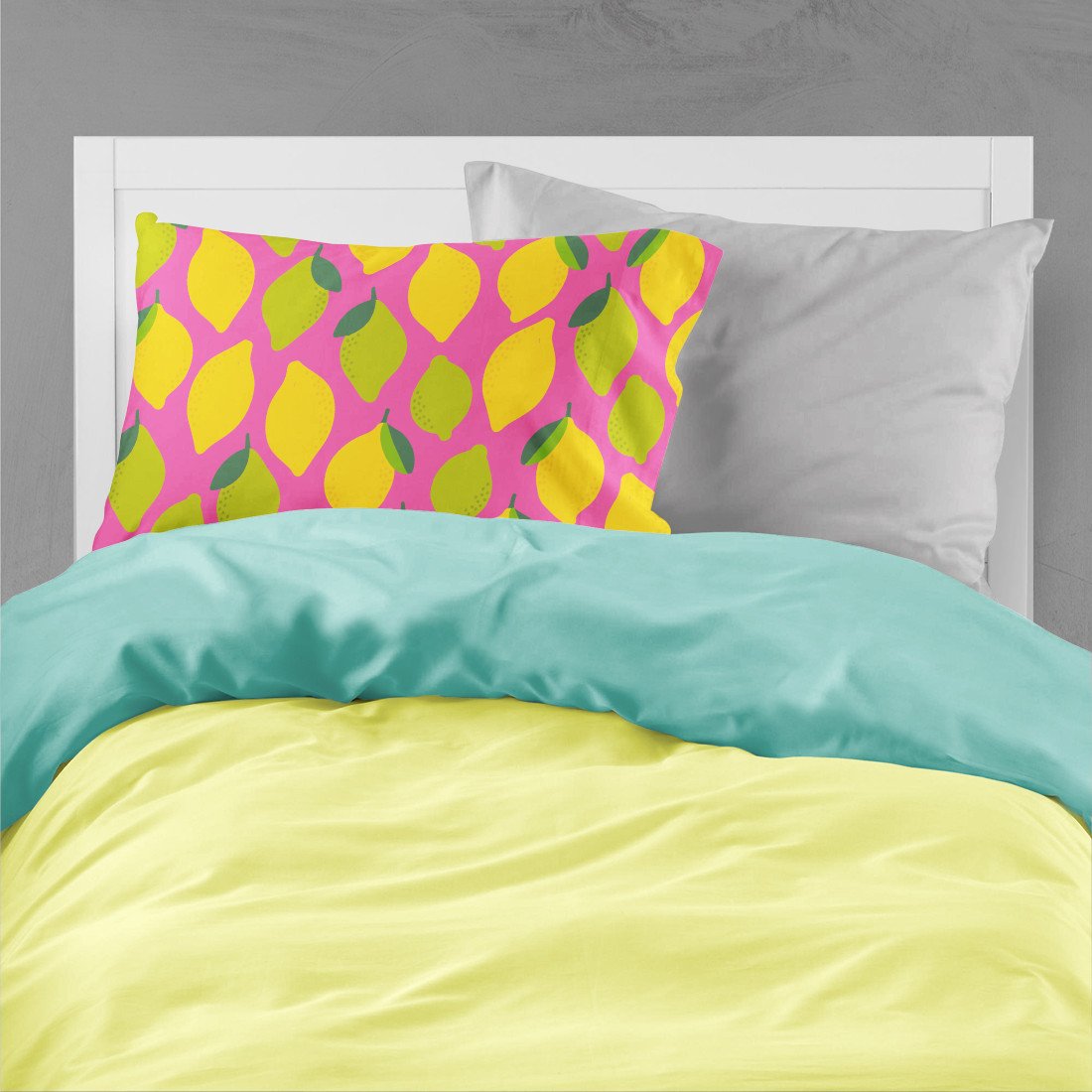 Lemons and Limes on Pink Fabric Standard Pillowcase BB5143PILLOWCASE by Caroline's Treasures