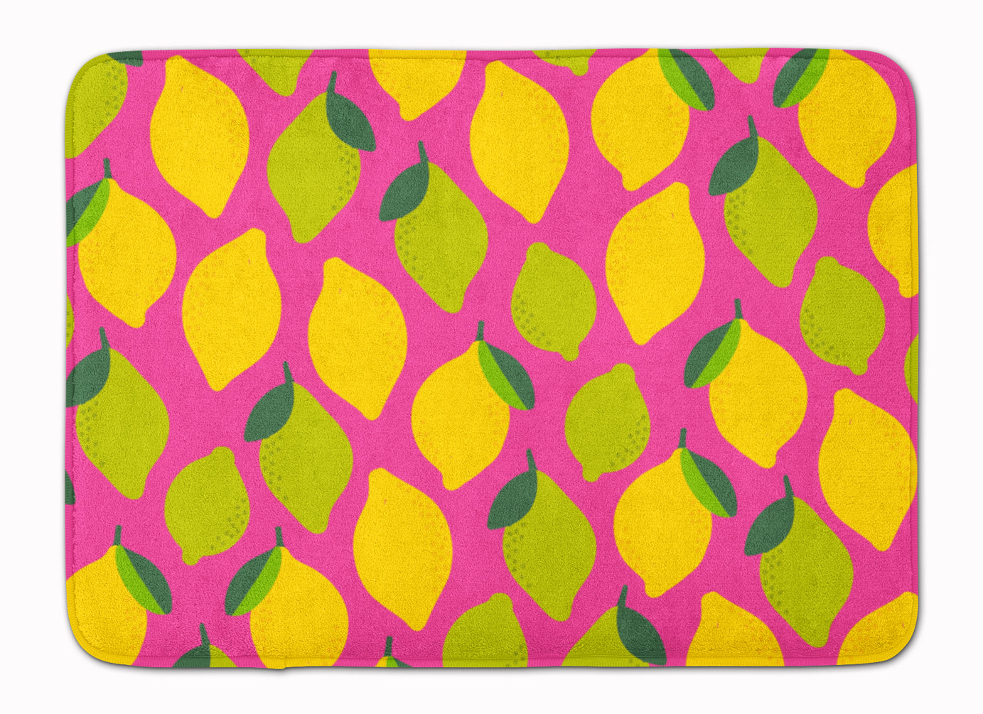 Lemons and Limes on Pink Machine Washable Memory Foam Mat BB5143RUG - the-store.com