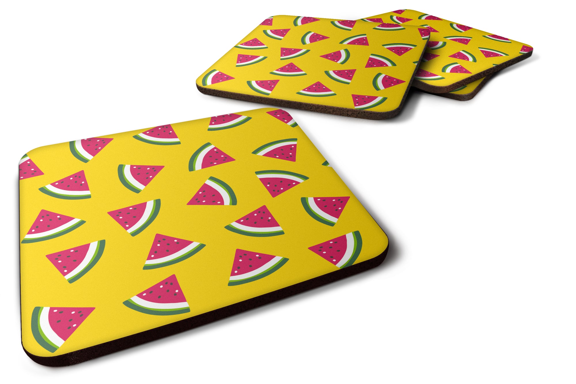 Watermelon on Yellow Foam Coaster Set of 4 BB5144FC - the-store.com