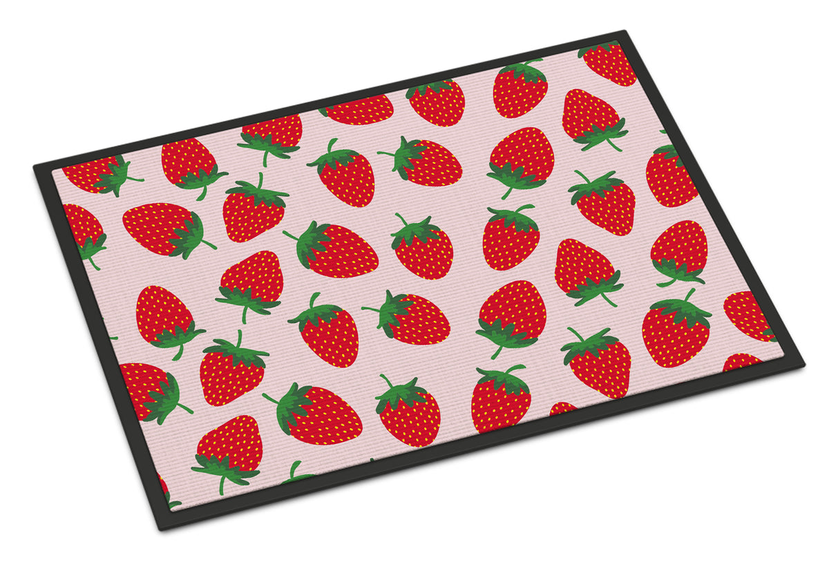 Strawberries on Pink Indoor or Outdoor Mat 18x27 BB5146MAT - the-store.com