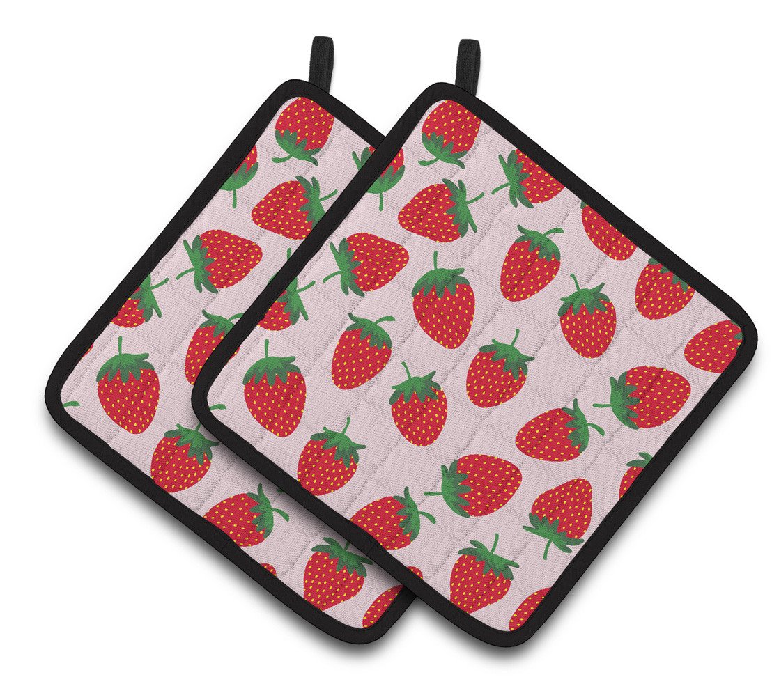 Strawberries on Pink Pair of Pot Holders BB5146PTHD by Caroline's Treasures