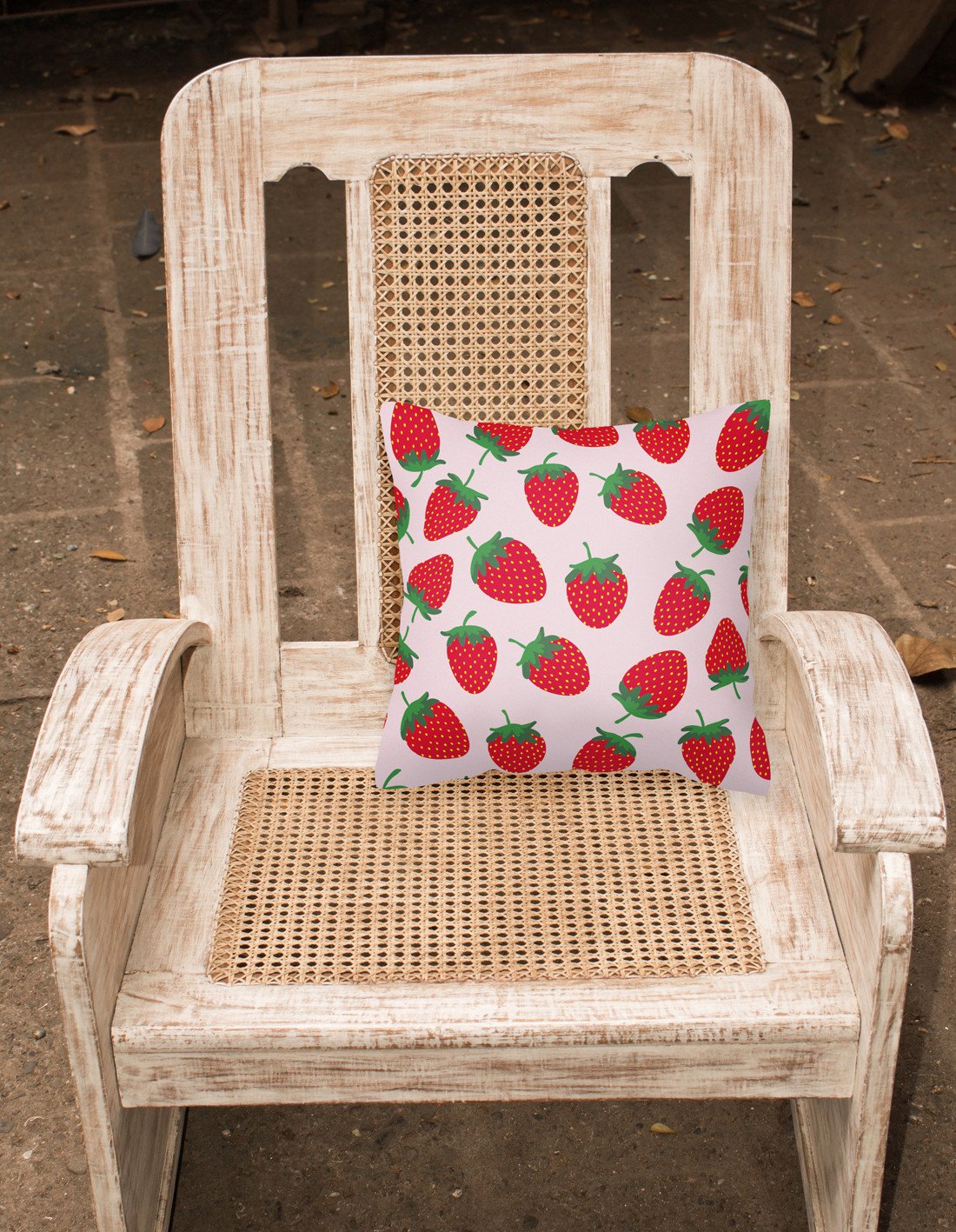 Strawberries on Pink Fabric Decorative Pillow BB5146PW1818 by Caroline's Treasures