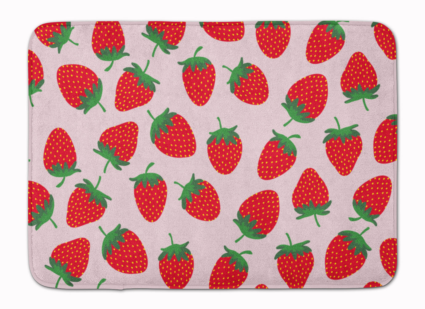 Strawberries on Pink Machine Washable Memory Foam Mat BB5146RUG - the-store.com