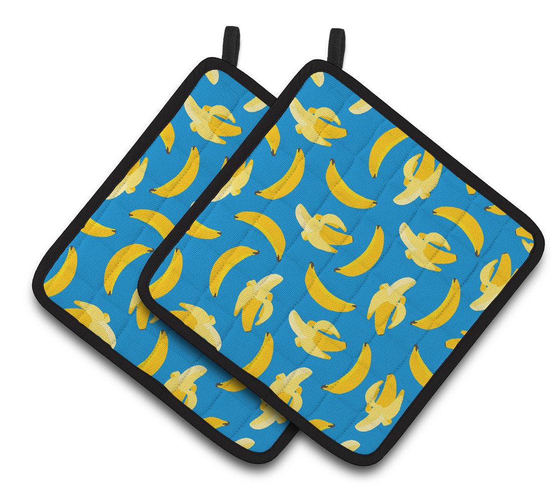 Bananas on Blue Pair of Pot Holders BB5149PTHD by Caroline's Treasures