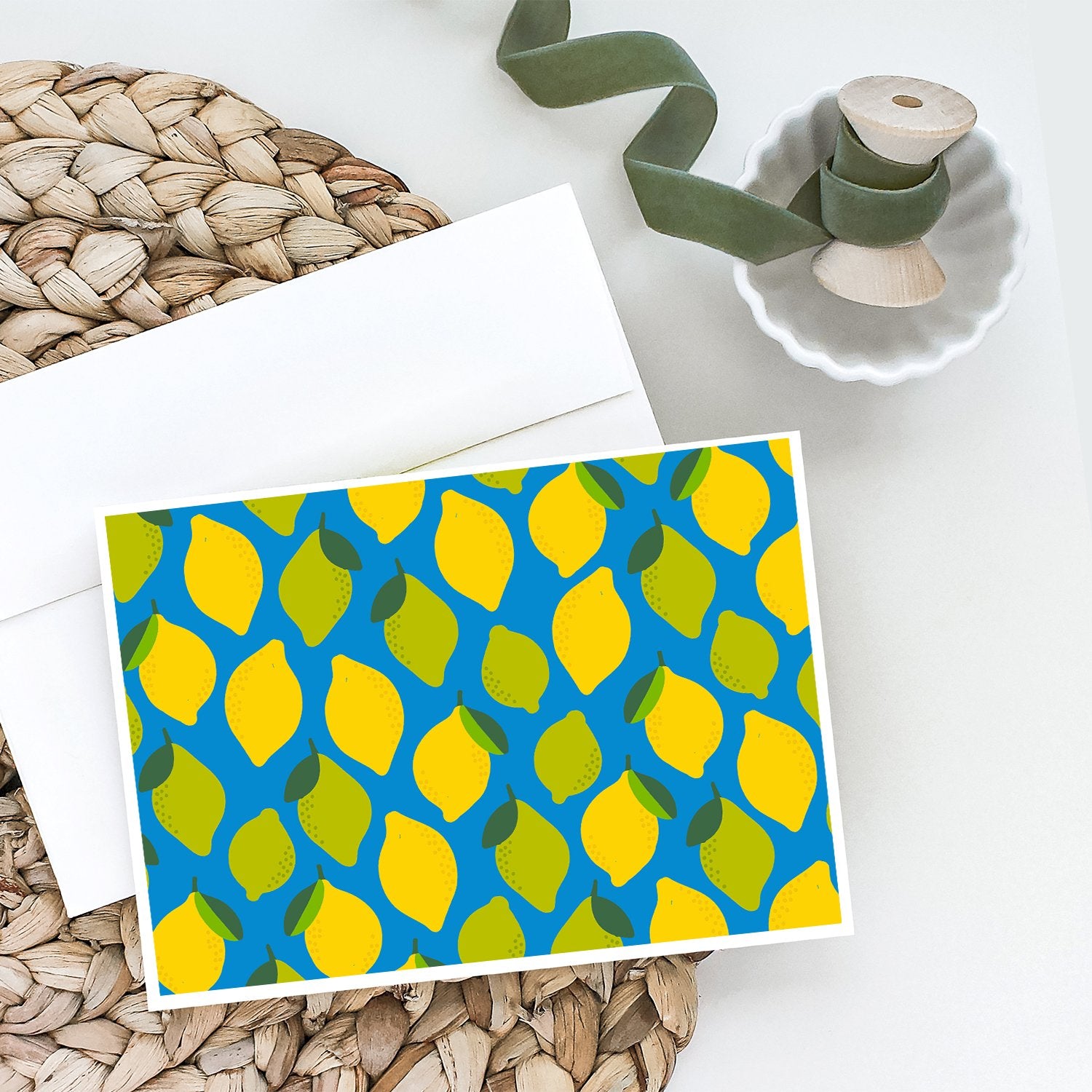 Lemons and Limes Greeting Cards and Envelopes Pack of 8 - the-store.com