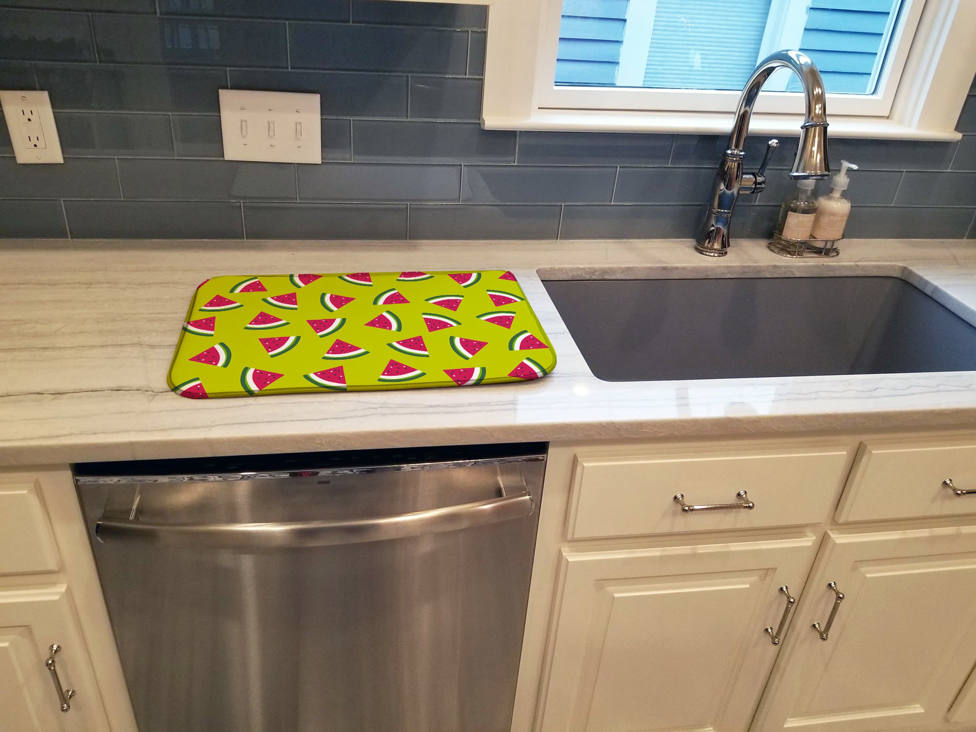 Watermelon on Lime Green Dish Drying Mat BB5151DDM  the-store.com.