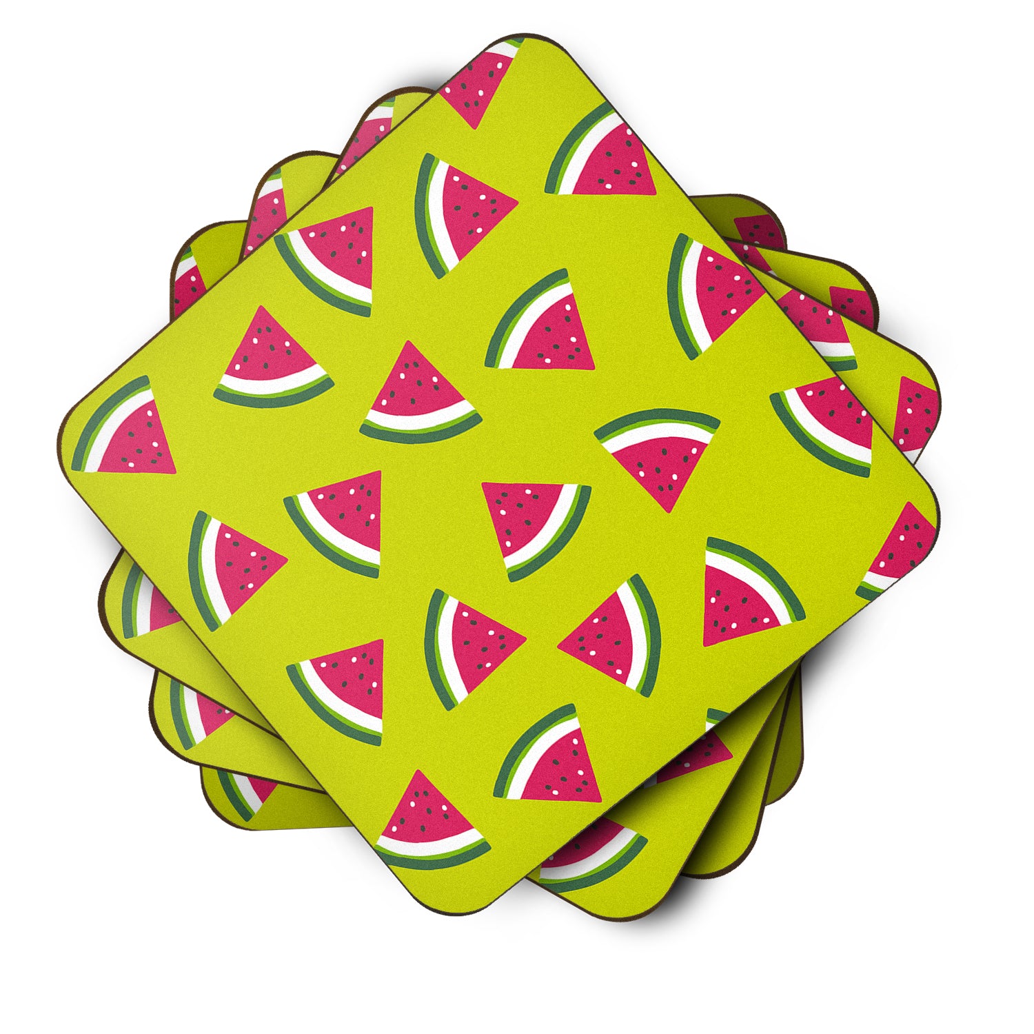 Watermelon on Lime Green Foam Coaster Set of 4 BB5151FC - the-store.com