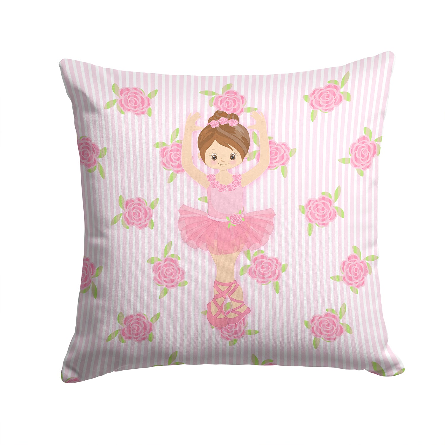 Ballerina Brunette Front Pose Fabric Decorative Pillow BB5173PW1414 - the-store.com