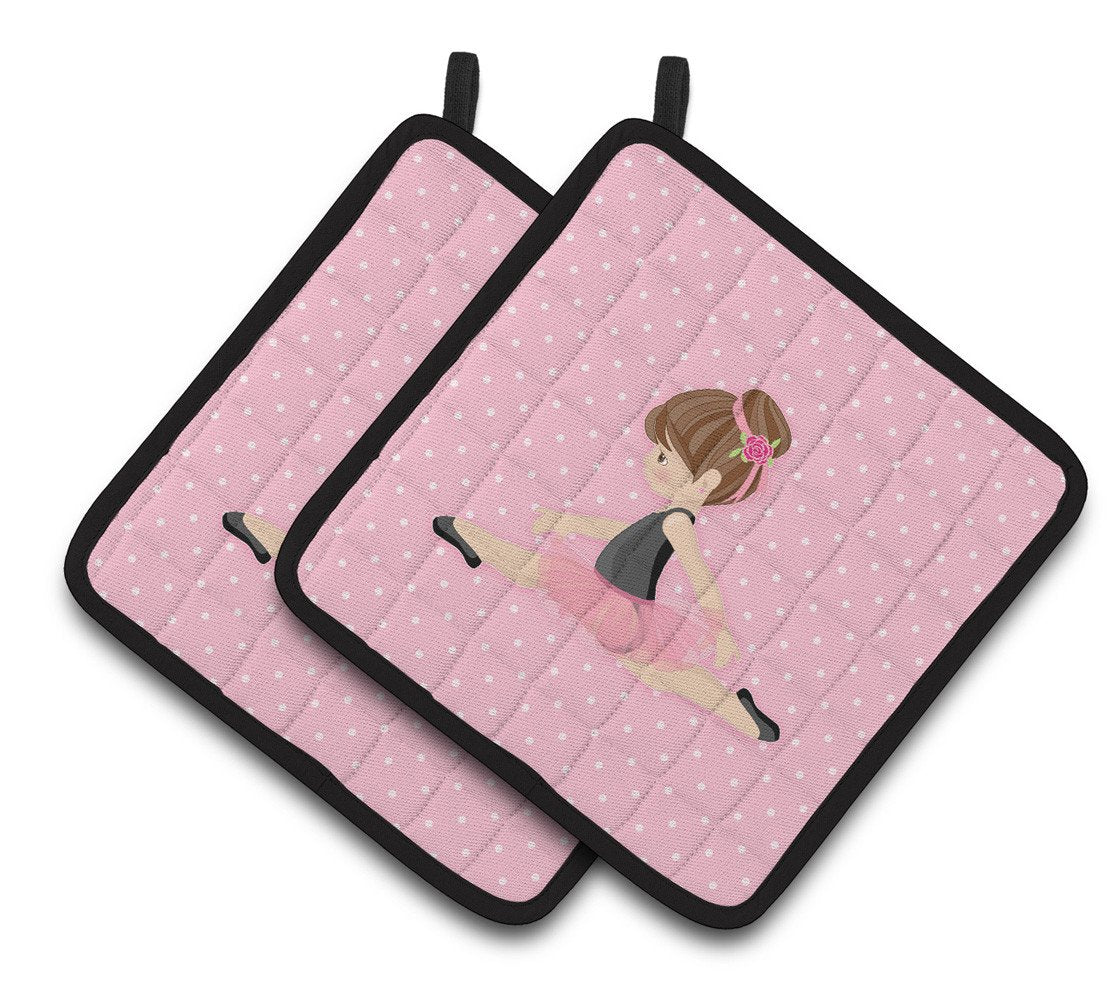 Ballerina Brunette Jete Pair of Pot Holders BB5174PTHD by Caroline's Treasures