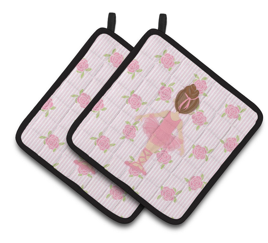 Ballerina Brunette Back Pose Pair of Pot Holders BB5176PTHD by Caroline's Treasures