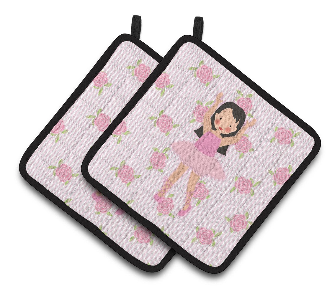 Ballerina Long Dark Hair Pair of Pot Holders BB5181PTHD by Caroline's Treasures