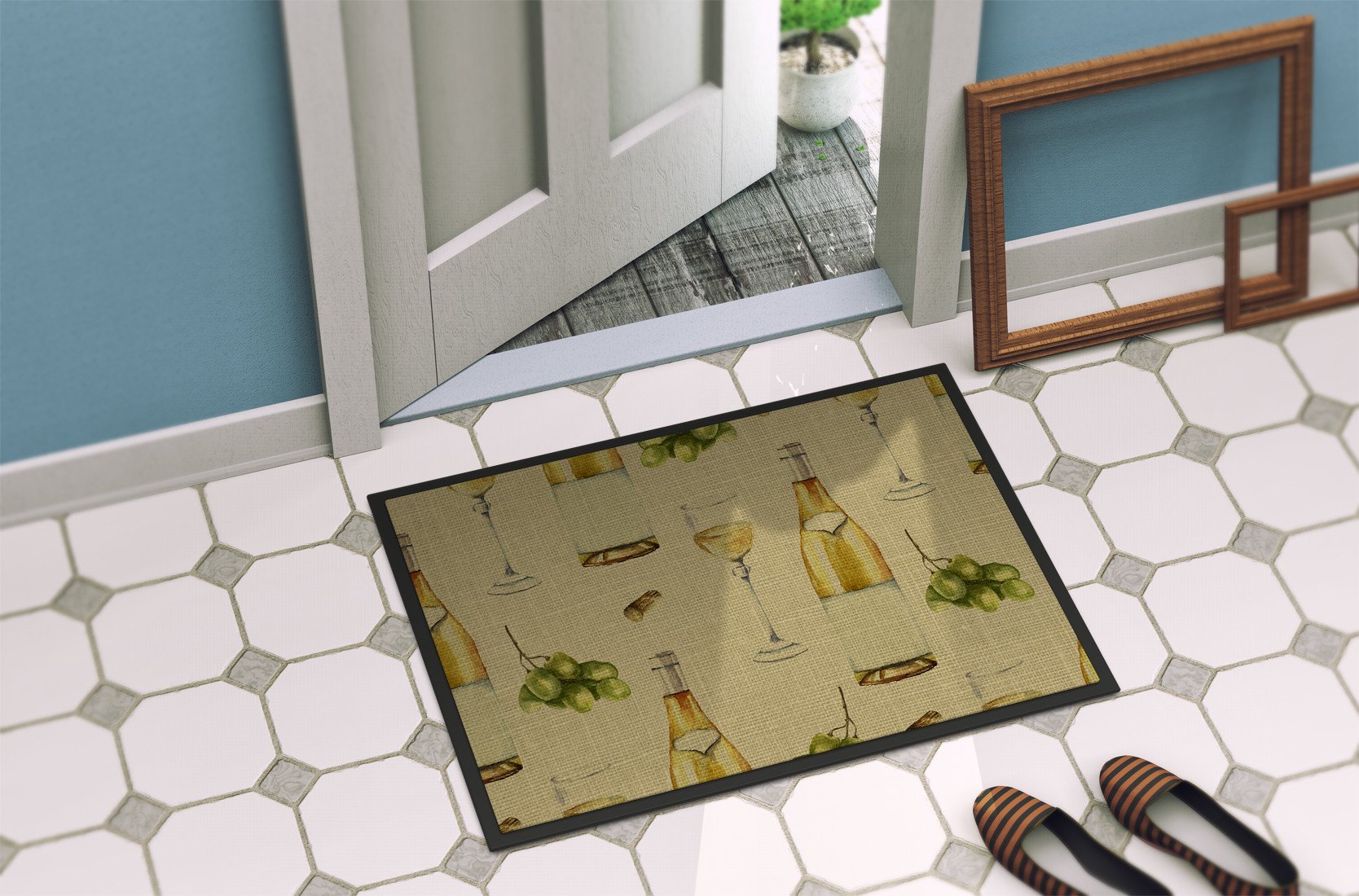 White Wine on Linen Indoor or Outdoor Mat 24x36 BB5194JMAT by Caroline's Treasures