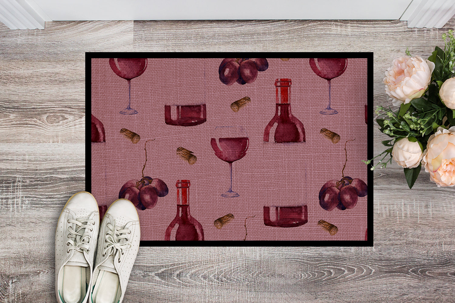 Red Wine on Linen Indoor or Outdoor Mat 18x27 BB5195MAT - the-store.com