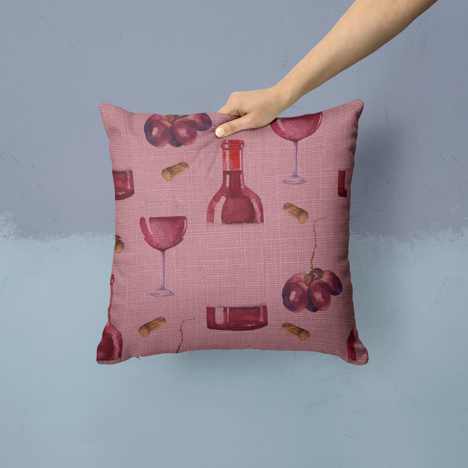 Red Wine on Linen Fabric Decorative Pillow BB5195PW1414 - the-store.com