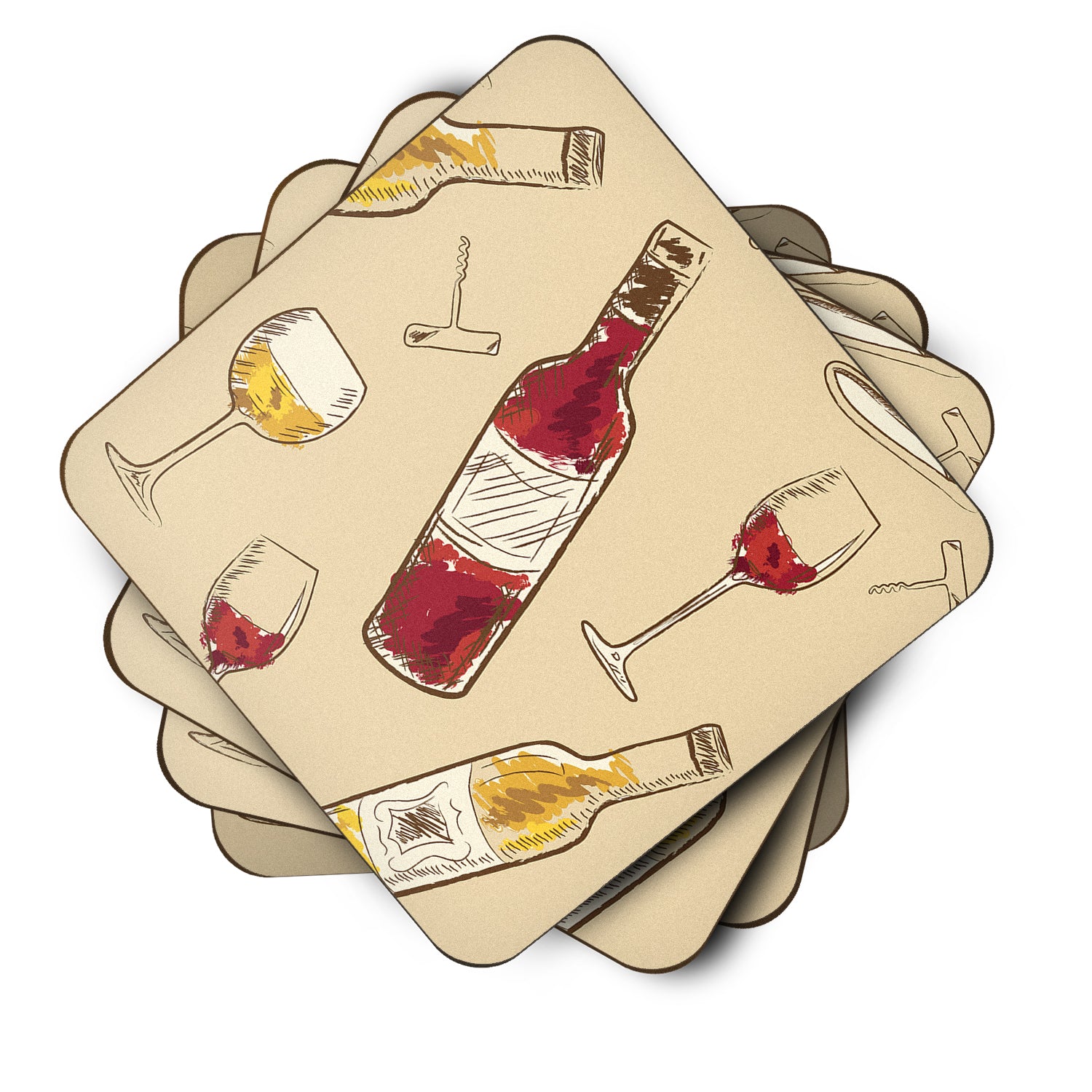 Red and White Wine Foam Coaster Set of 4 BB5196FC - the-store.com