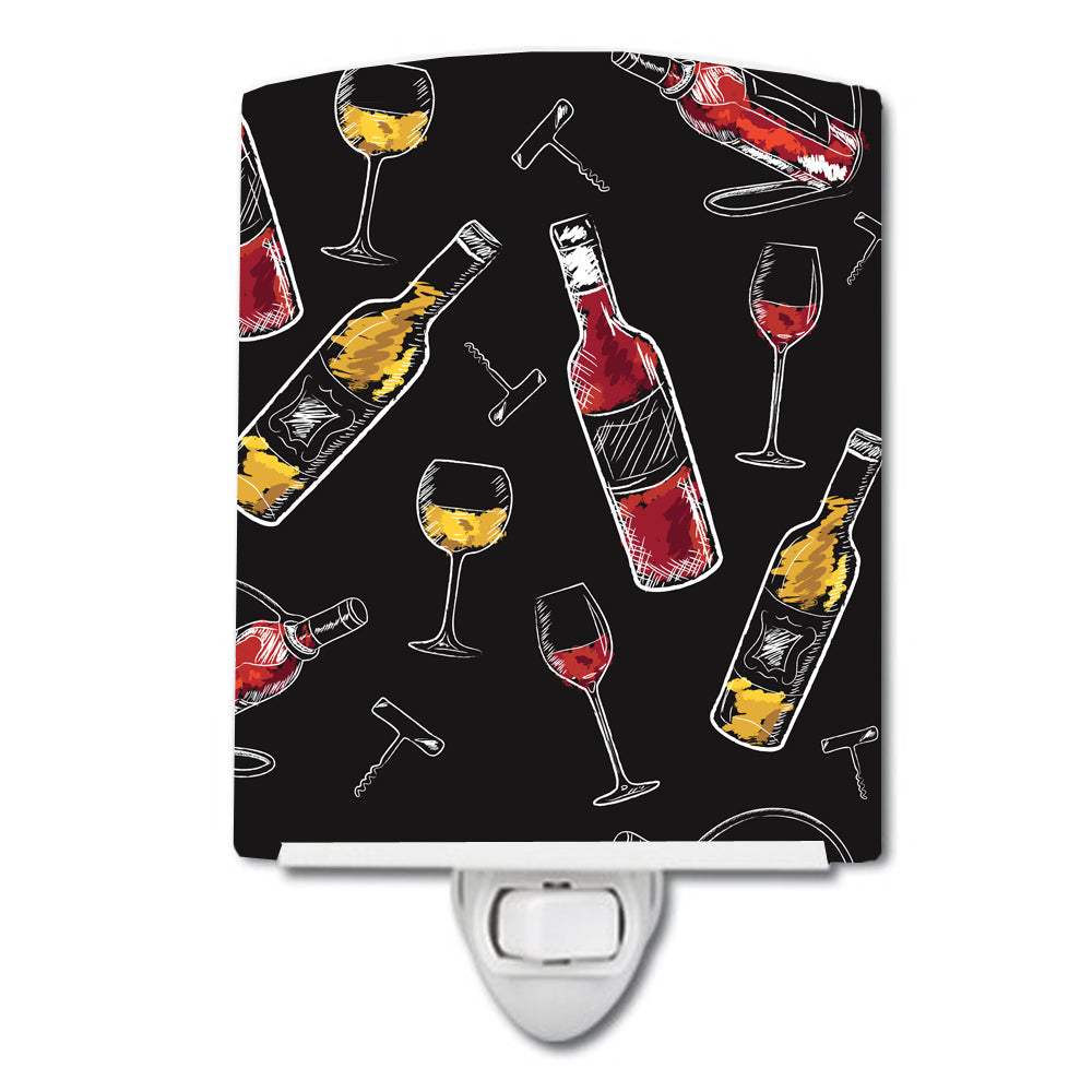 Red and White Wine on Black Ceramic Night Light BB5197CNL - the-store.com