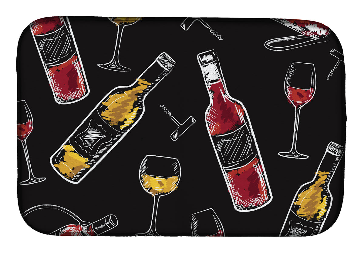 Red and White Wine on Black Dish Drying Mat BB5197DDM  the-store.com.