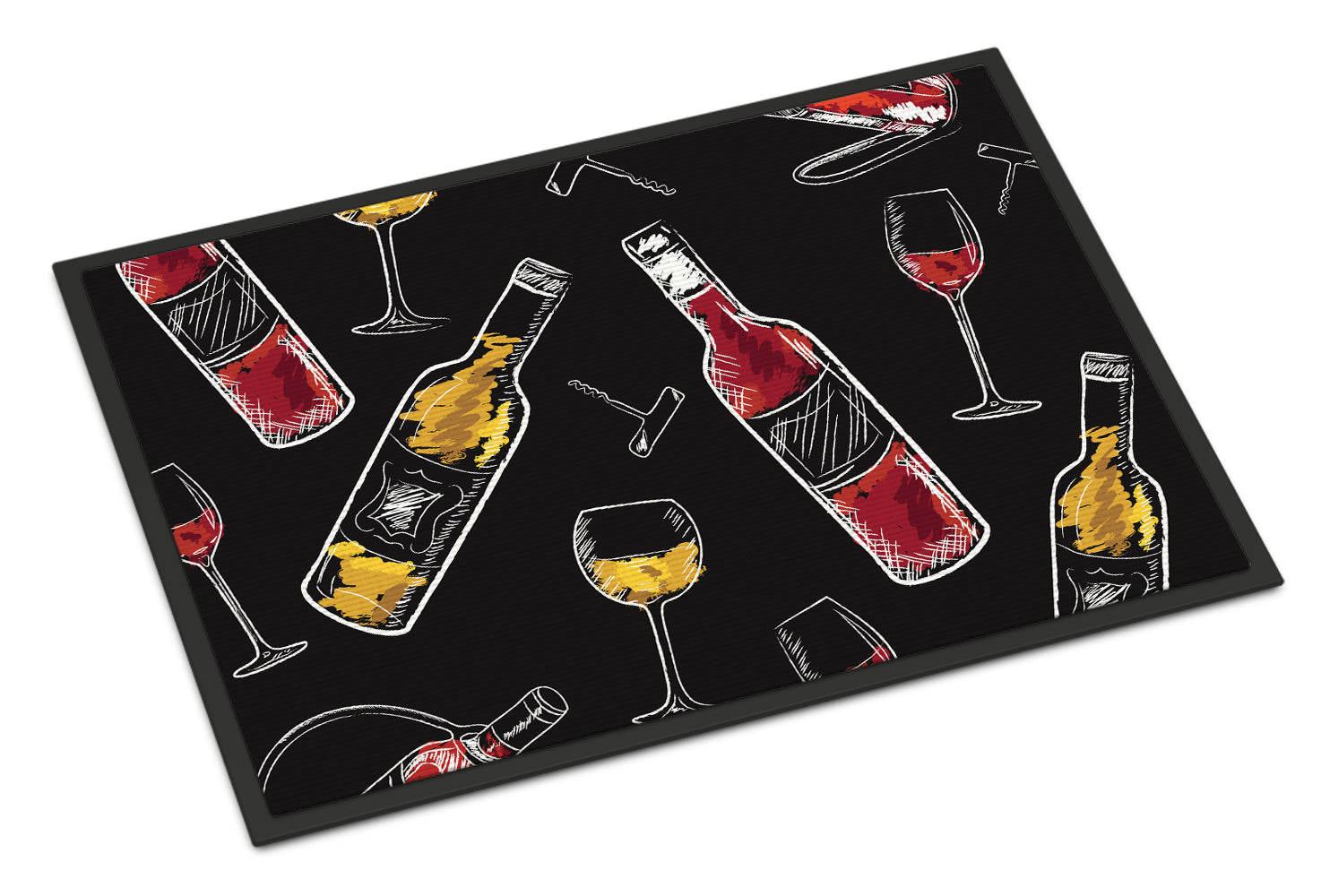 Red and White Wine on Black Indoor or Outdoor Mat 18x27 BB5197MAT - the-store.com