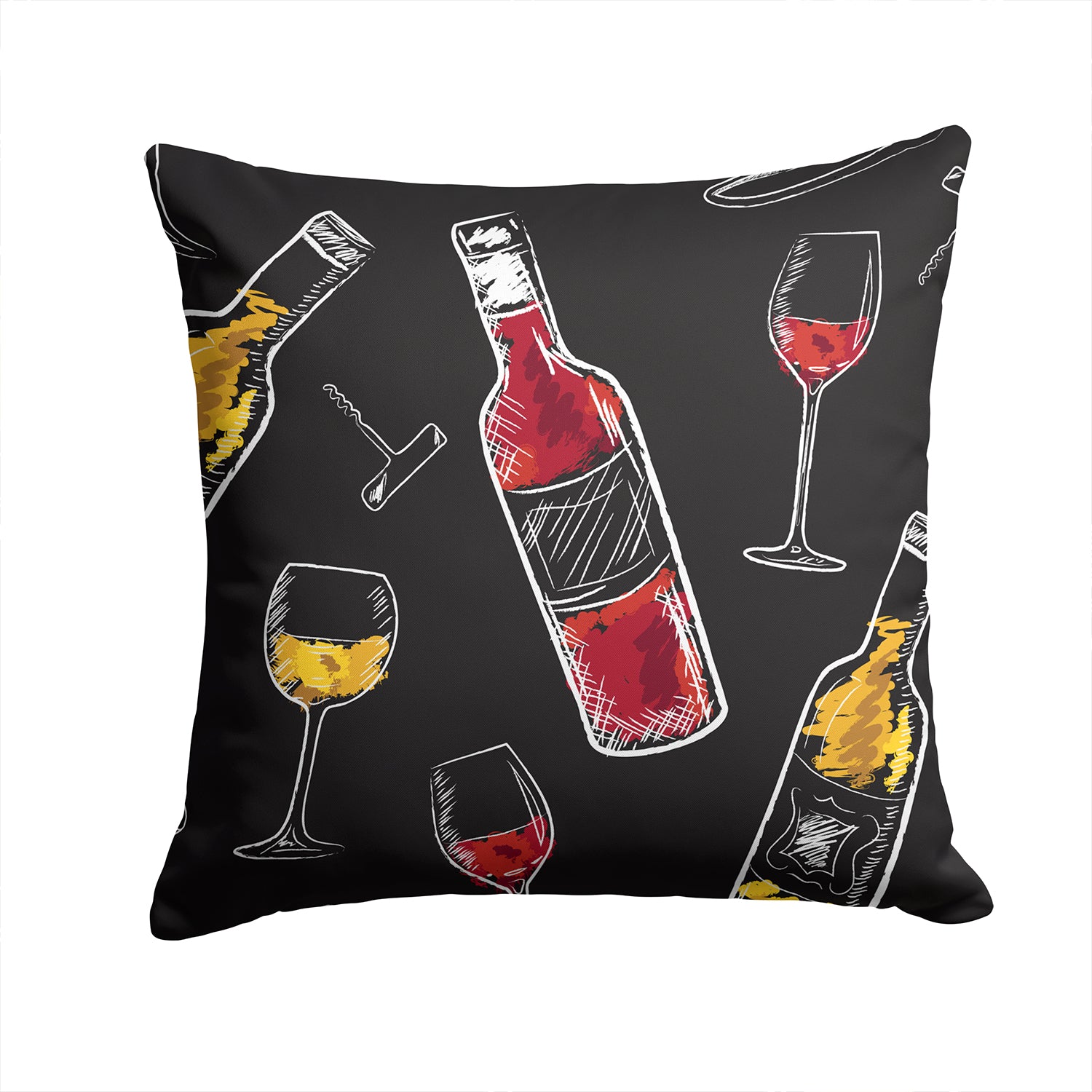 Red and White Wine on Black Fabric Decorative Pillow BB5197PW1414 - the-store.com