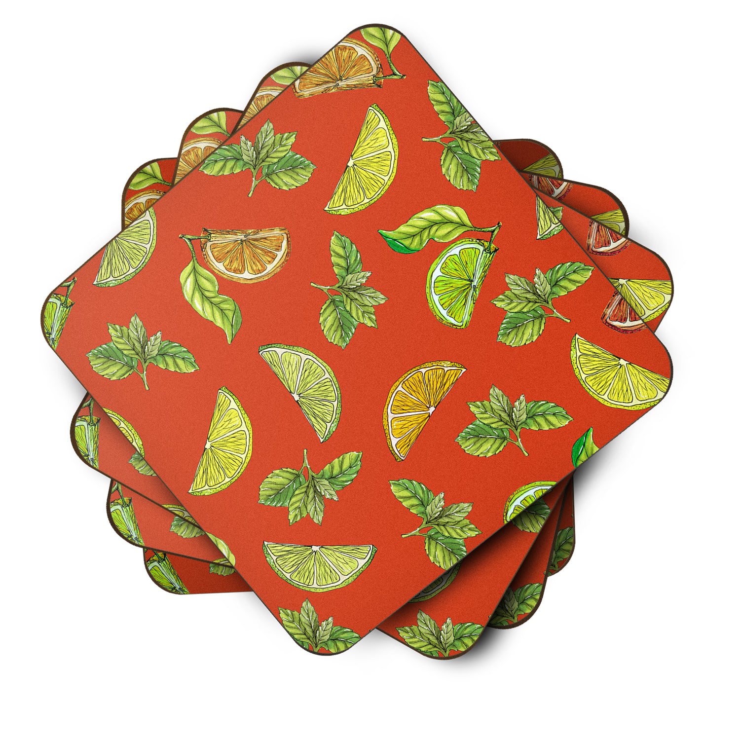 Lemons, Limes and Oranges Foam Coaster Set of 4 BB5205FC - the-store.com