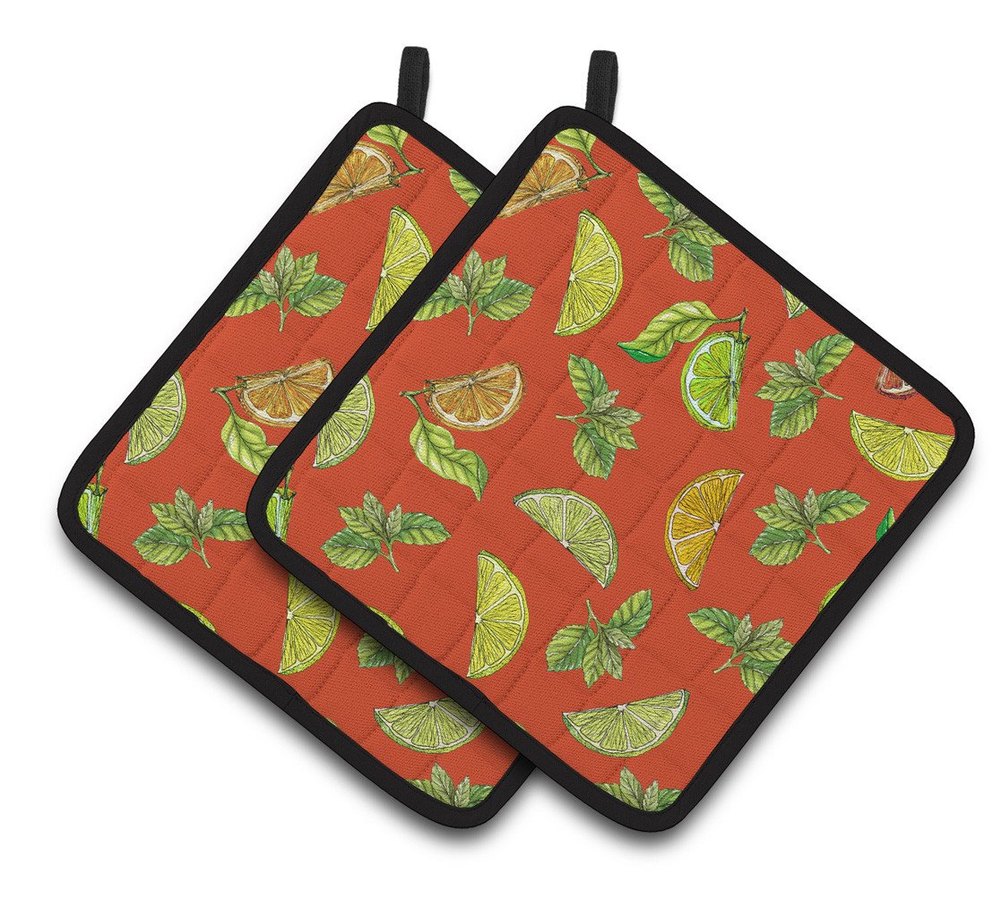 "Lemons, Limes and Oranges Pair of Pot Holders BB5205PTHD" by Caroline's Treasures