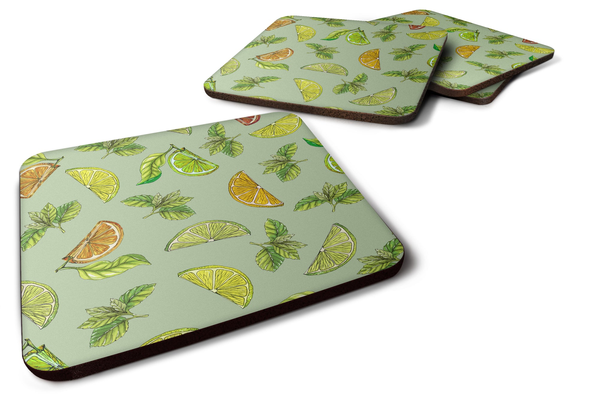 Lemons, Limes and Oranges Foam Coaster Set of 4 BB5206FC - the-store.com