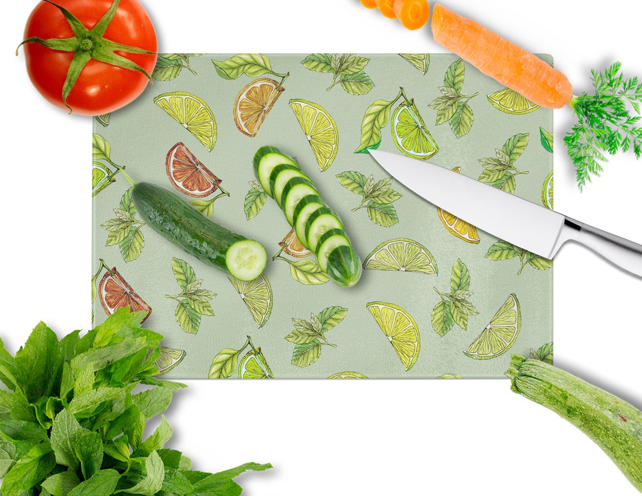 Lemons, Limes and Oranges Glass Cutting Board Large BB5206LCB by Caroline's Treasures