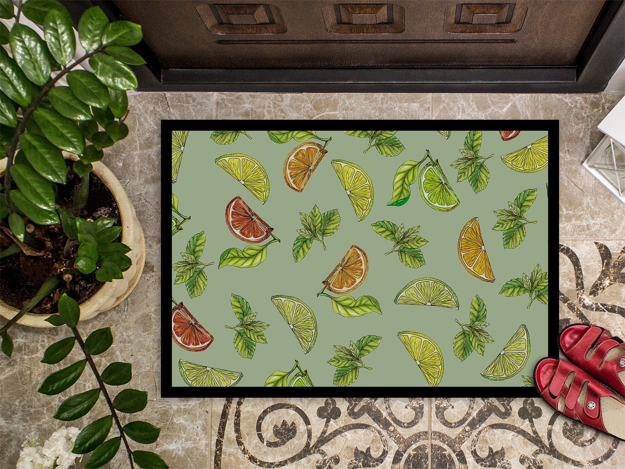 Lemons, Limes and Oranges Indoor or Outdoor Mat 18x27 BB5206MAT - the-store.com