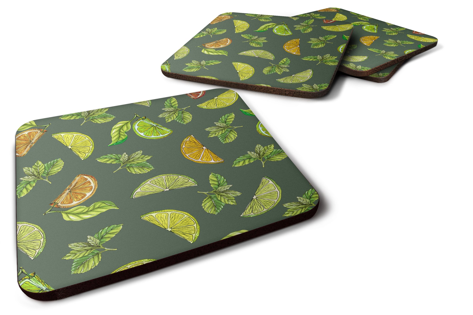 Lemons, Limes and Oranges Foam Coaster Set of 4 BB5207FC - the-store.com