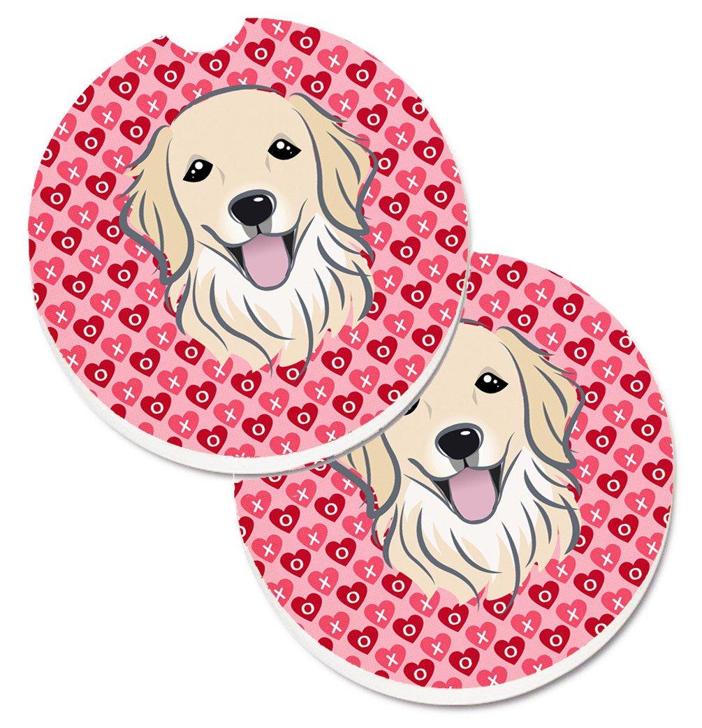 Golden Retriever Hearts Set of 2 Cup Holder Car Coasters BB5275CARC by Caroline&#39;s Treasures