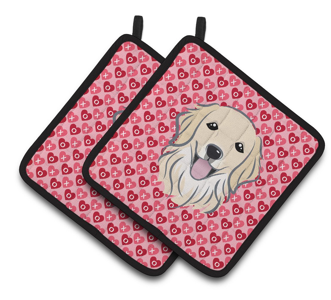 Golden Retriever Hearts Pair of Pot Holders BB5275PTHD by Caroline&#39;s Treasures