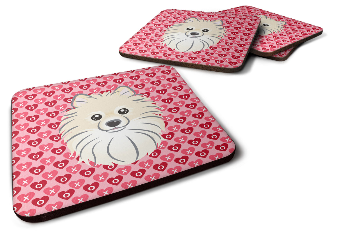 Pomeranian Hearts Foam Coaster Set of 4 BB5277FC - the-store.com