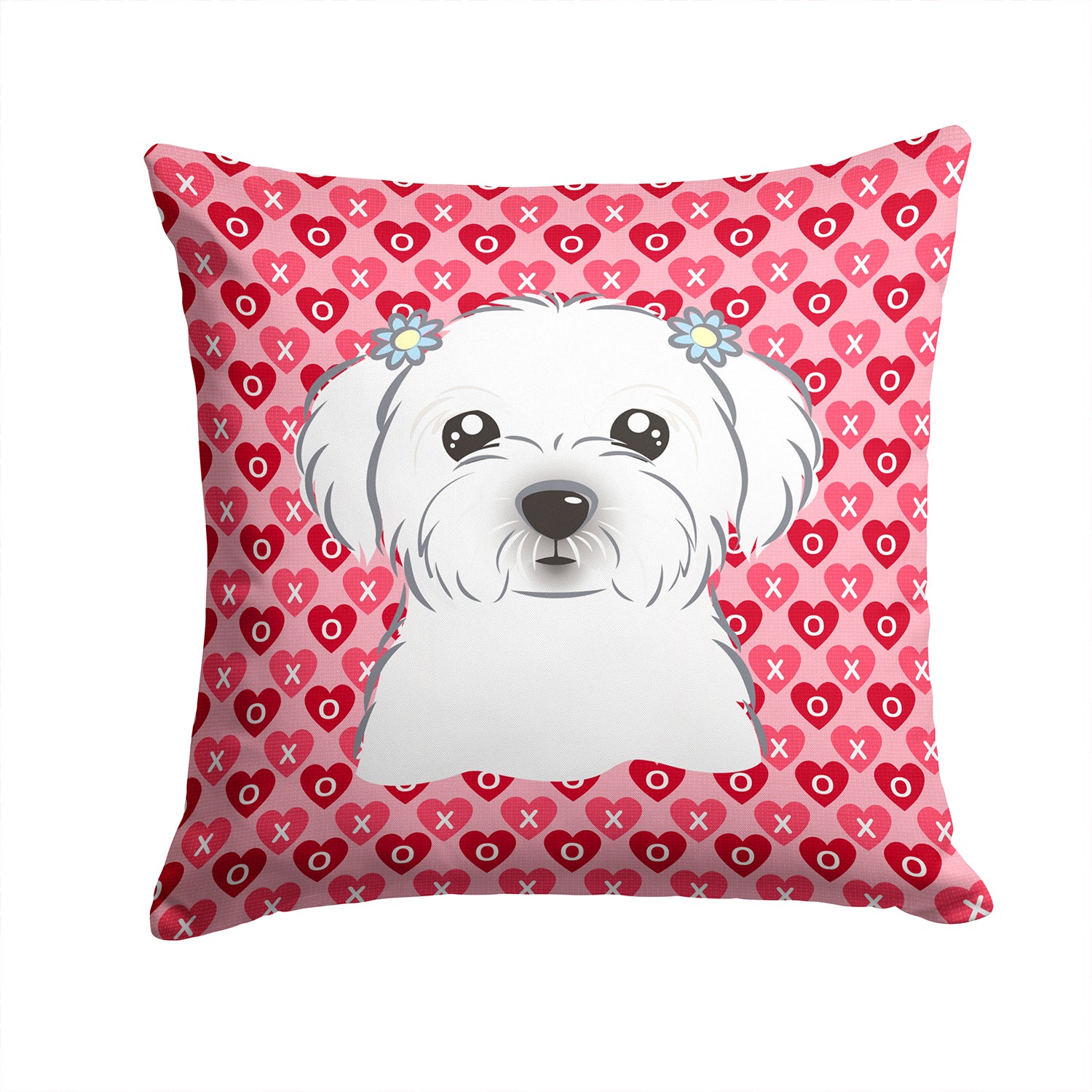 Maltese Hearts Fabric Decorative Pillow BB5278PW1414 - the-store.com