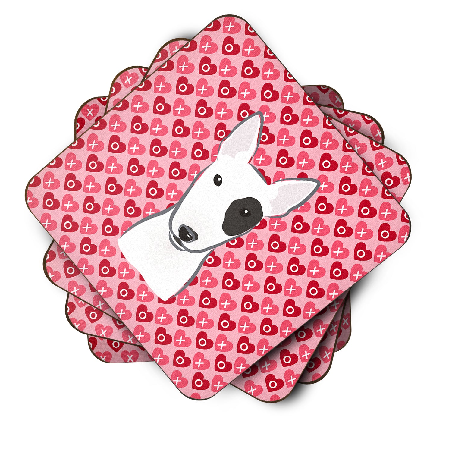 Bull Terrier Hearts Foam Coaster Set of 4 BB5279FC - the-store.com