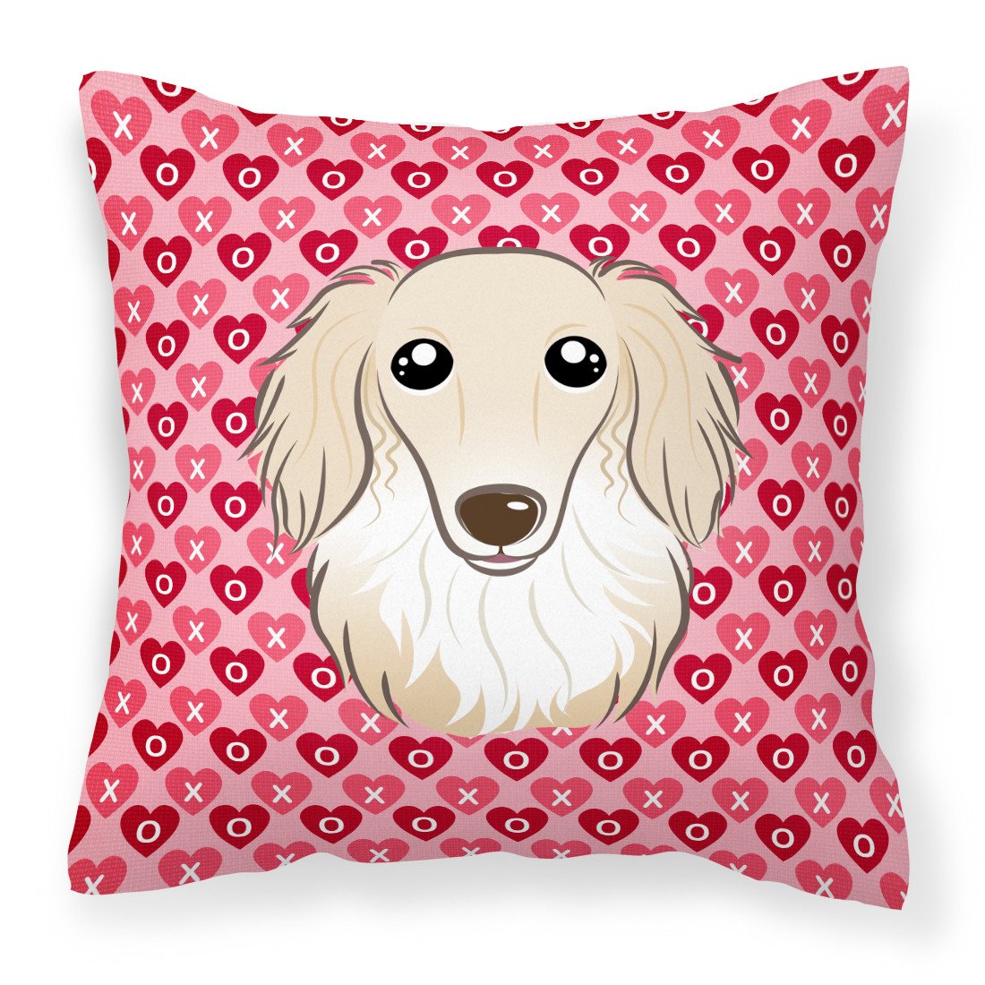 Longhair Creme Dachshund Hearts Fabric Decorative Pillow BB5282PW1818 by Caroline's Treasures