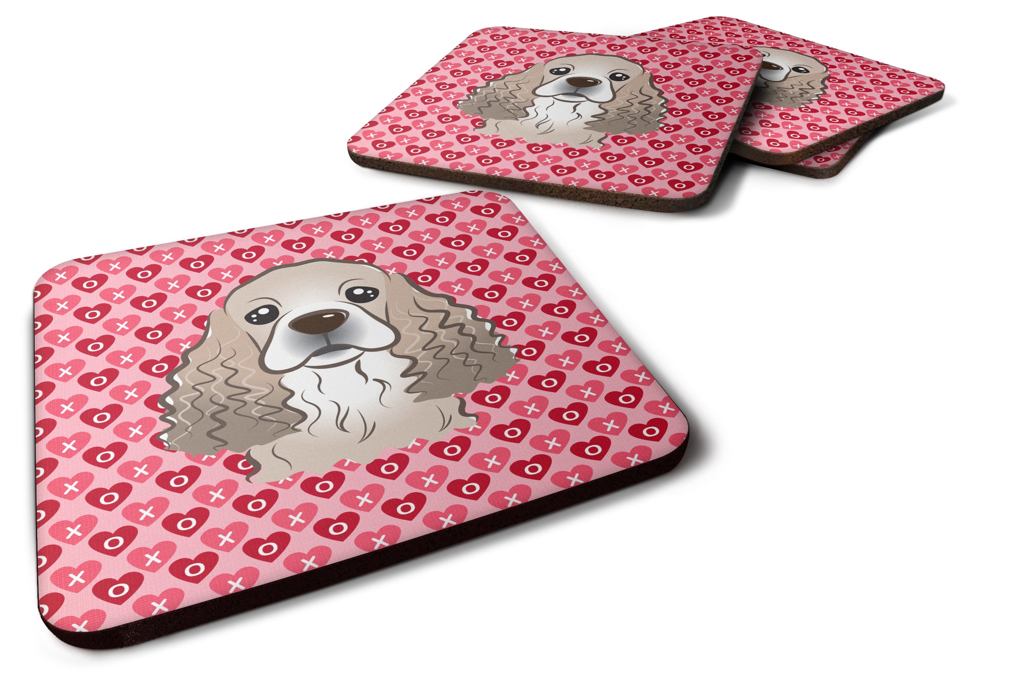 Cocker Spaniel Hearts Foam Coaster Set of 4 BB5286FC - the-store.com