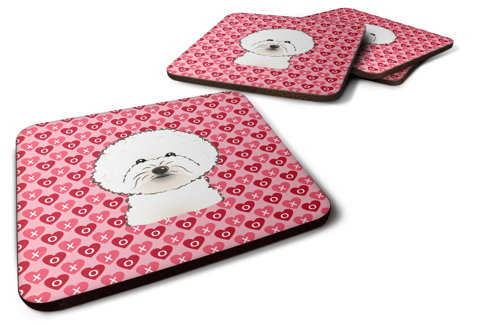 Bichon Frise Hearts Foam Coaster Set of 4 BB5287FC - the-store.com