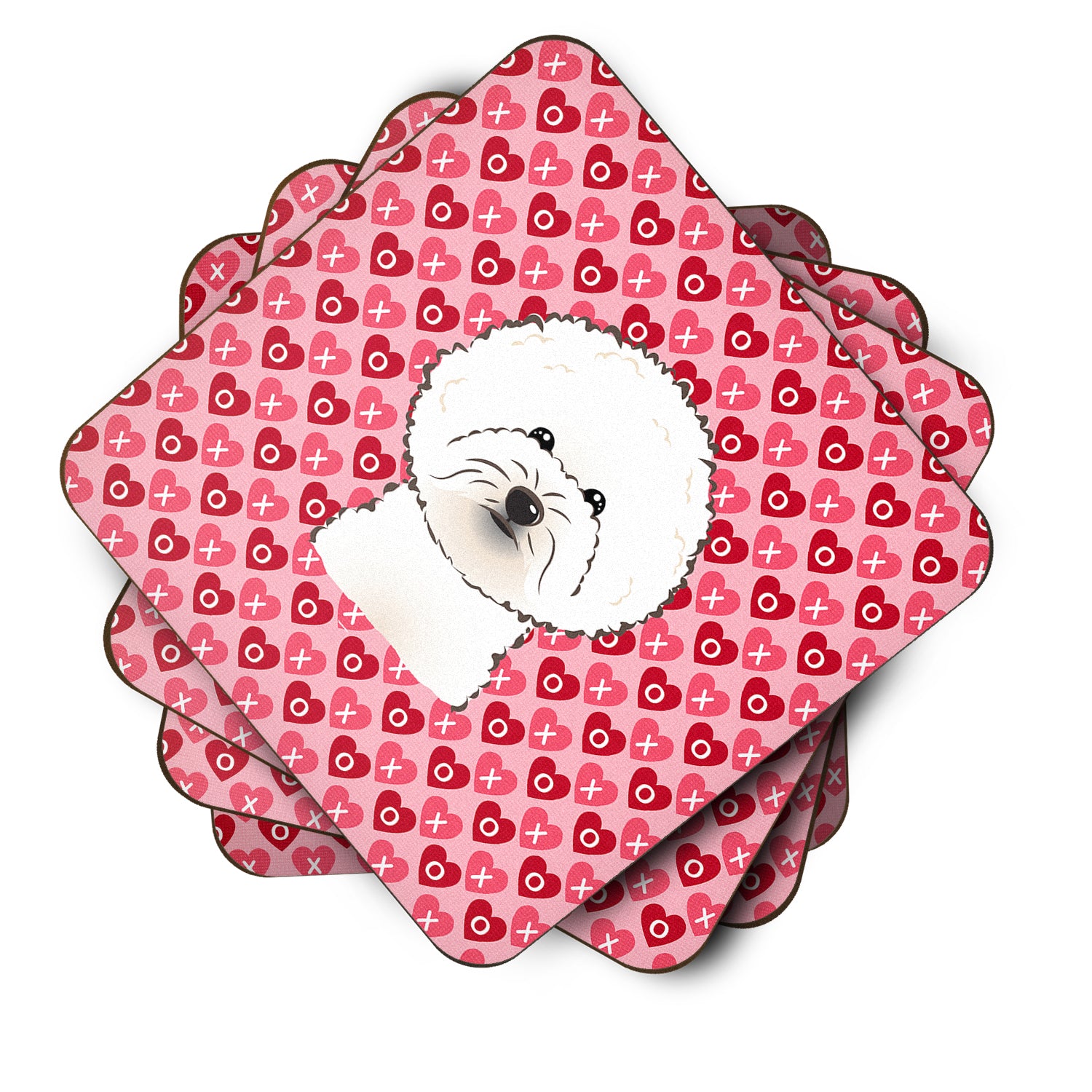 Bichon Frise Hearts Foam Coaster Set of 4 BB5287FC - the-store.com