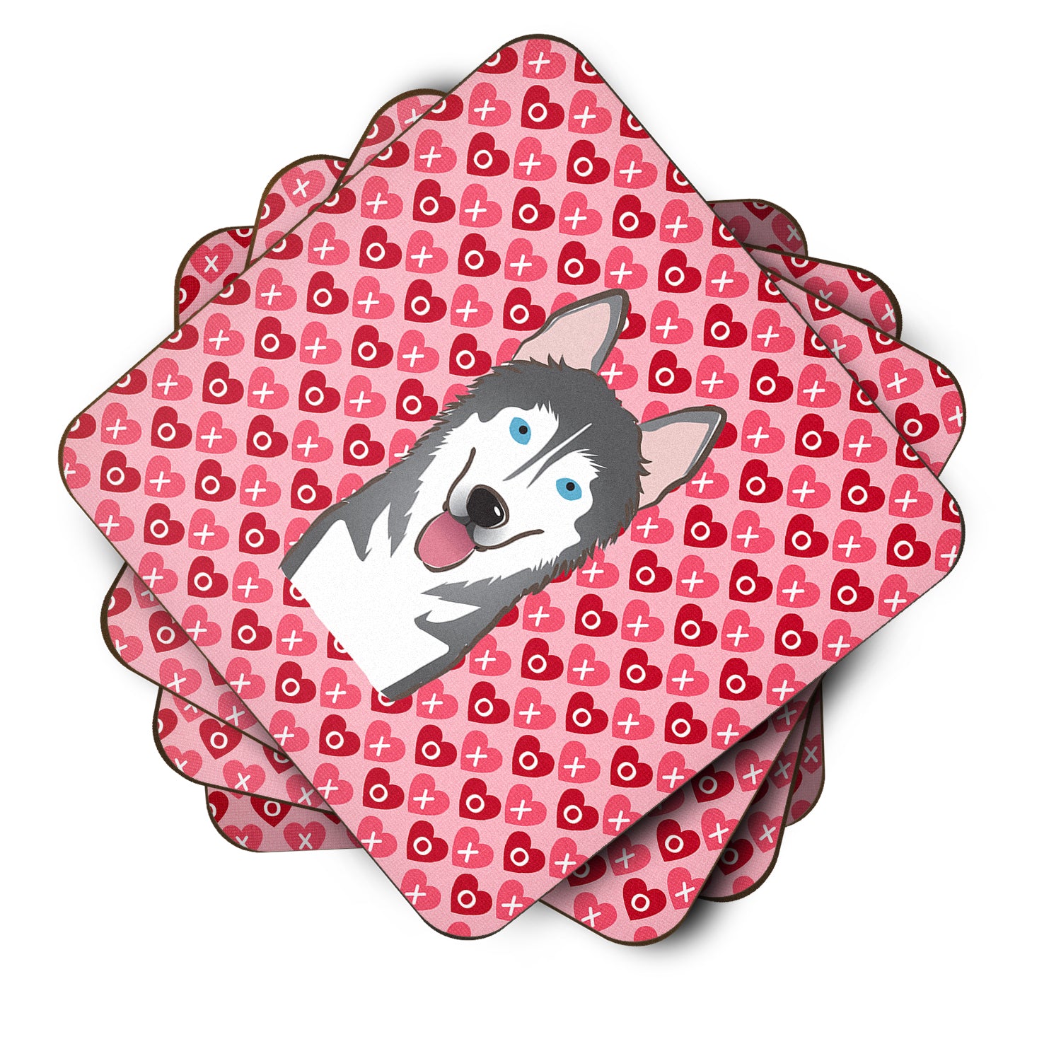 Alaskan Malamute Hearts Foam Coaster Set of 4 BB5288FC - the-store.com